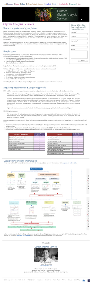 Ludger - Glycan Analysis Services webpages