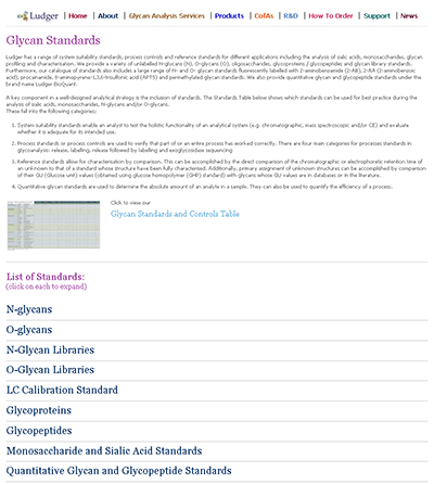 Ludger - Glycan Standards Webpages
