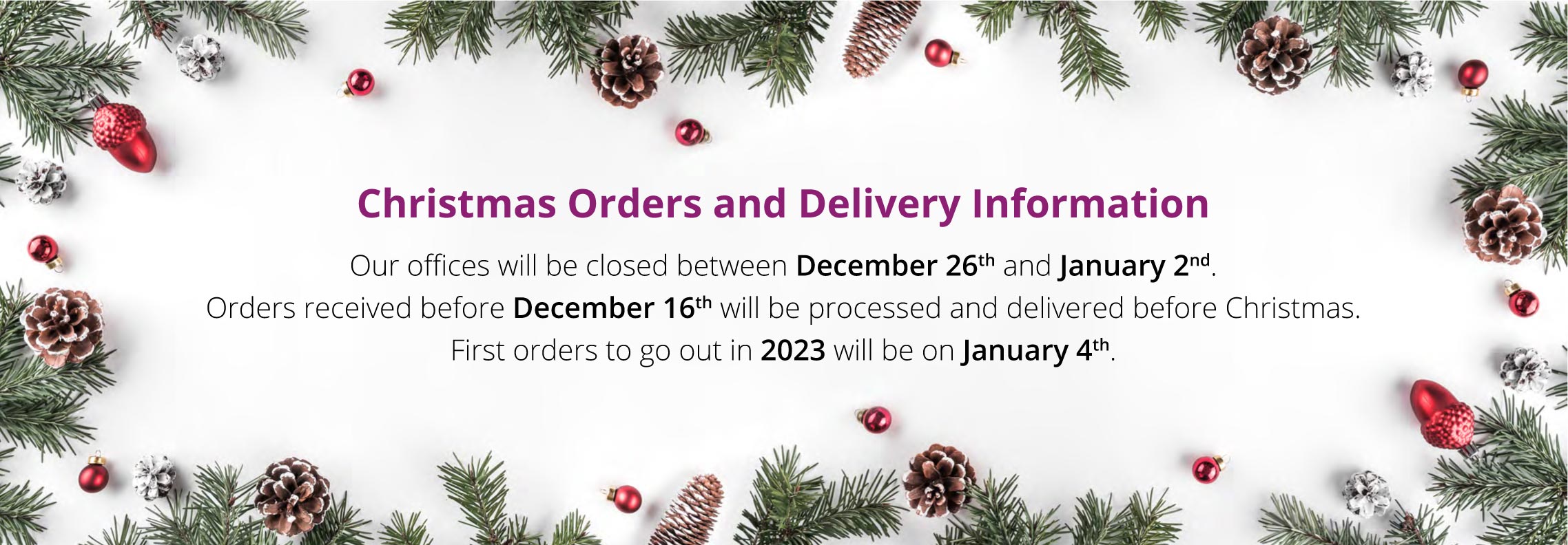 Christmas Orders and Delivery Information